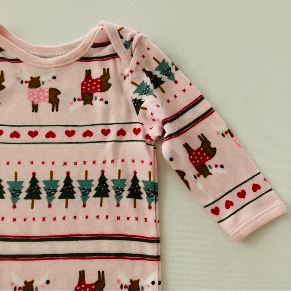 Baby Girl Holiday Pink Romper Jumpsuit Christmas - Picture 5 of 7